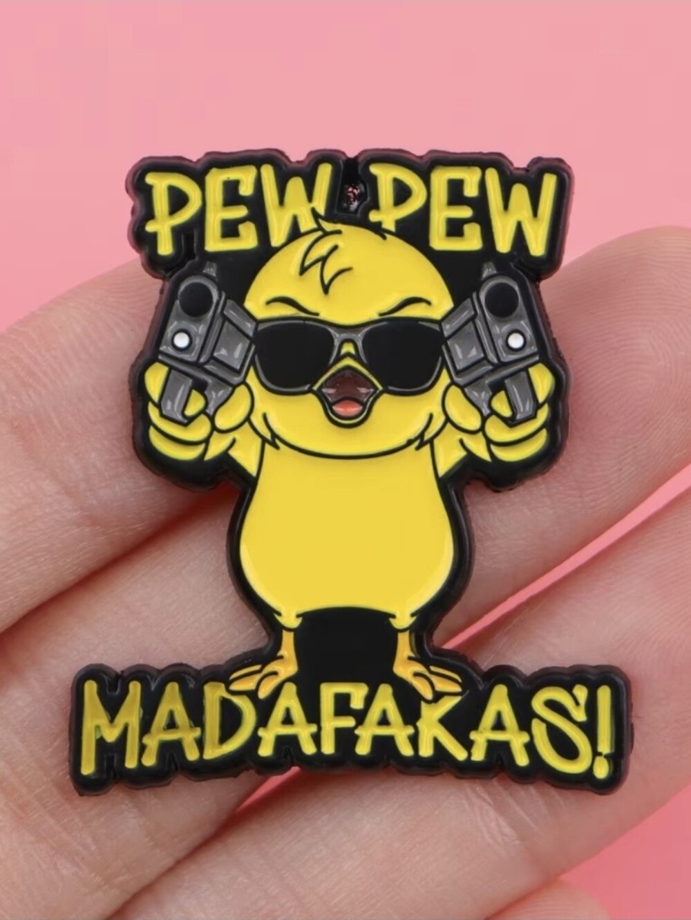 Pew Pew Yellow Chick Enamel Pin - Fun Statement Accessory NWT